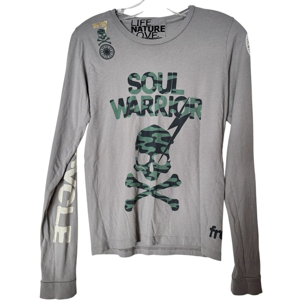 FREE CITY - Gray 100% Cotton Soul Warrior Long Sleeve Shirt - Womens SZ 1 / S 🔥
